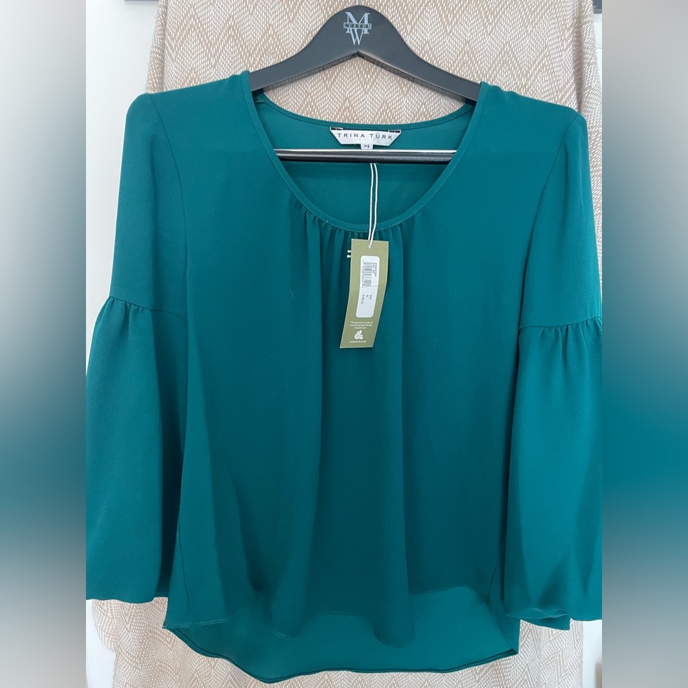 TRINA TURK blue/green blouse
